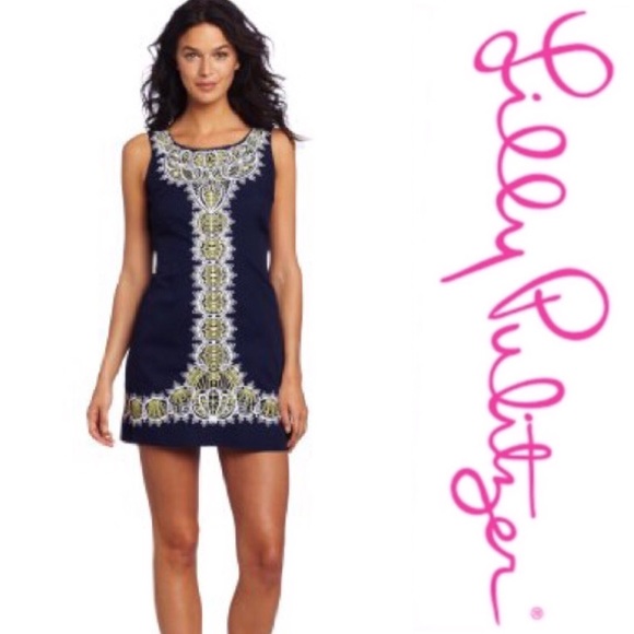 Lilly Pulitzer Dresses & Skirts - Lilly Pulitzer Delia Navy Embroidered Shift Dress